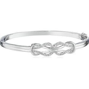 Sterling Silver Diamond Double Knot Bangle Bracelet, 7" (0.25 Cttw, J Color, I3